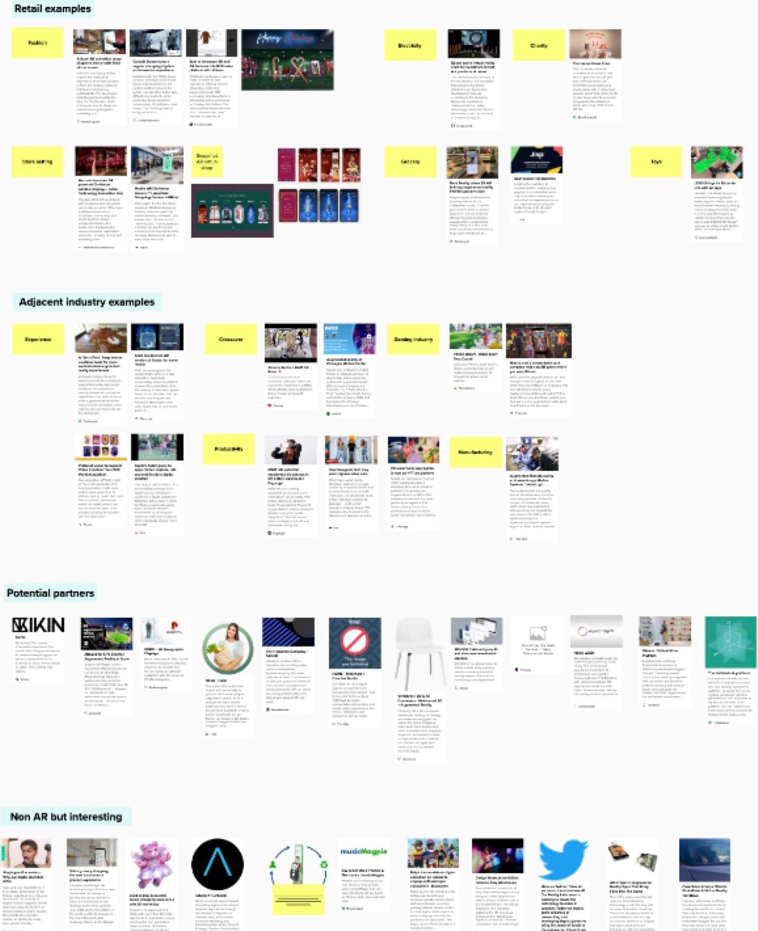 Cornershop research canvas — retail examples, adjacent industries, and potential partner mapping