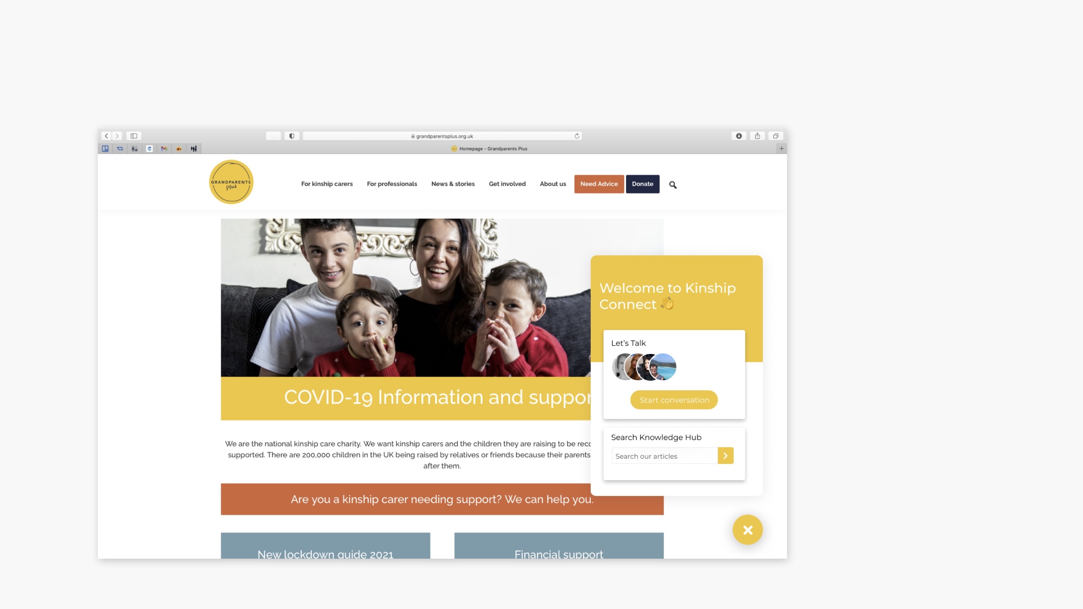 Kinship Proposal C — live chat entry point